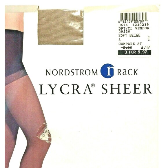 Nordstrom Rack Control Top Pantyhose Size A Soft Beige Lycra Sheer - Picture 2 of 5